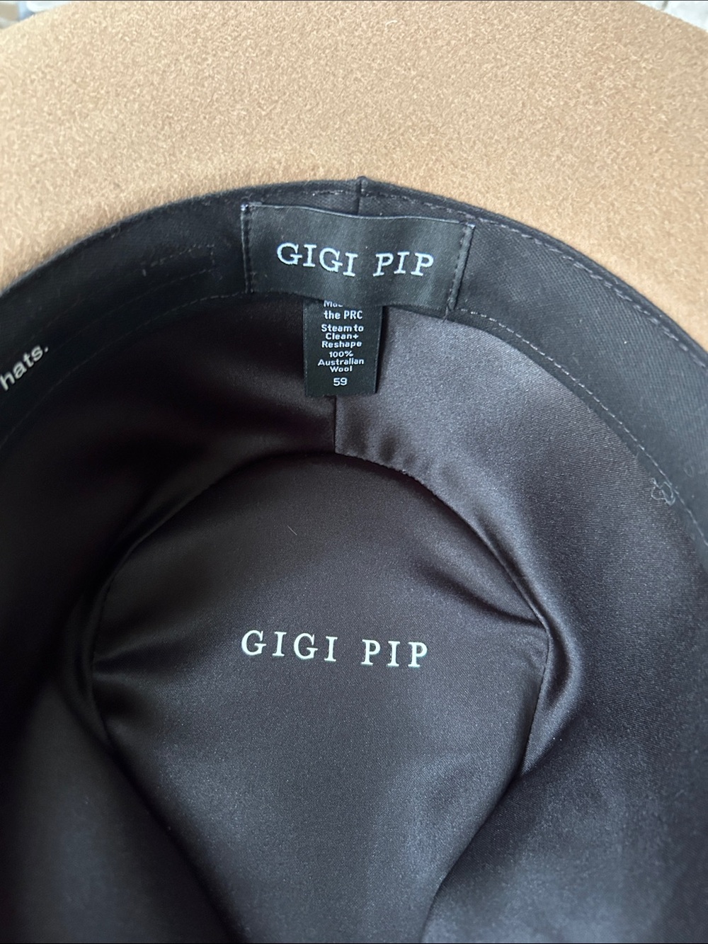 Gigi pip LUCA PENCIL BRIM TEARDROP FEDORA - TAN BLEMISHED - Picture 5 of 5
